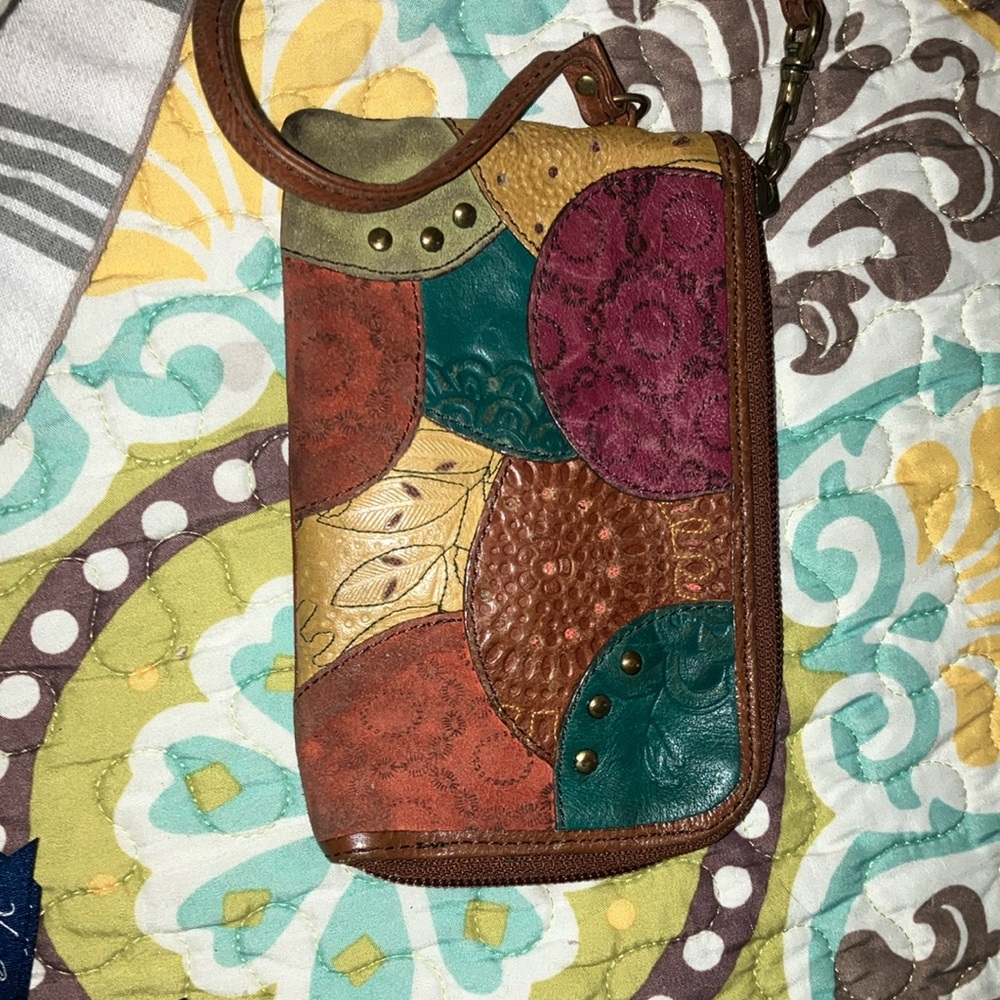 Patchwork Leather Wristlet